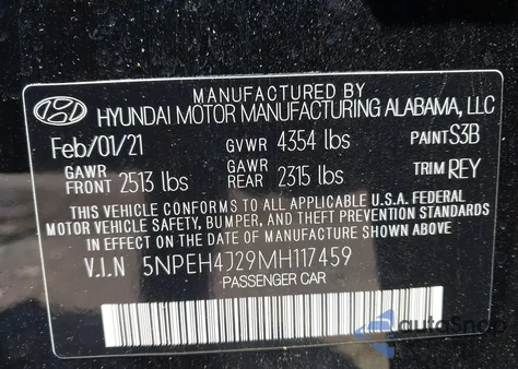 2021 Hyundai Sonata Limited z USA, uszkodzony, nr VIN 5NPEH4J29MH117459